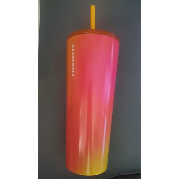 Star bucks pink and orange ombre tumbler